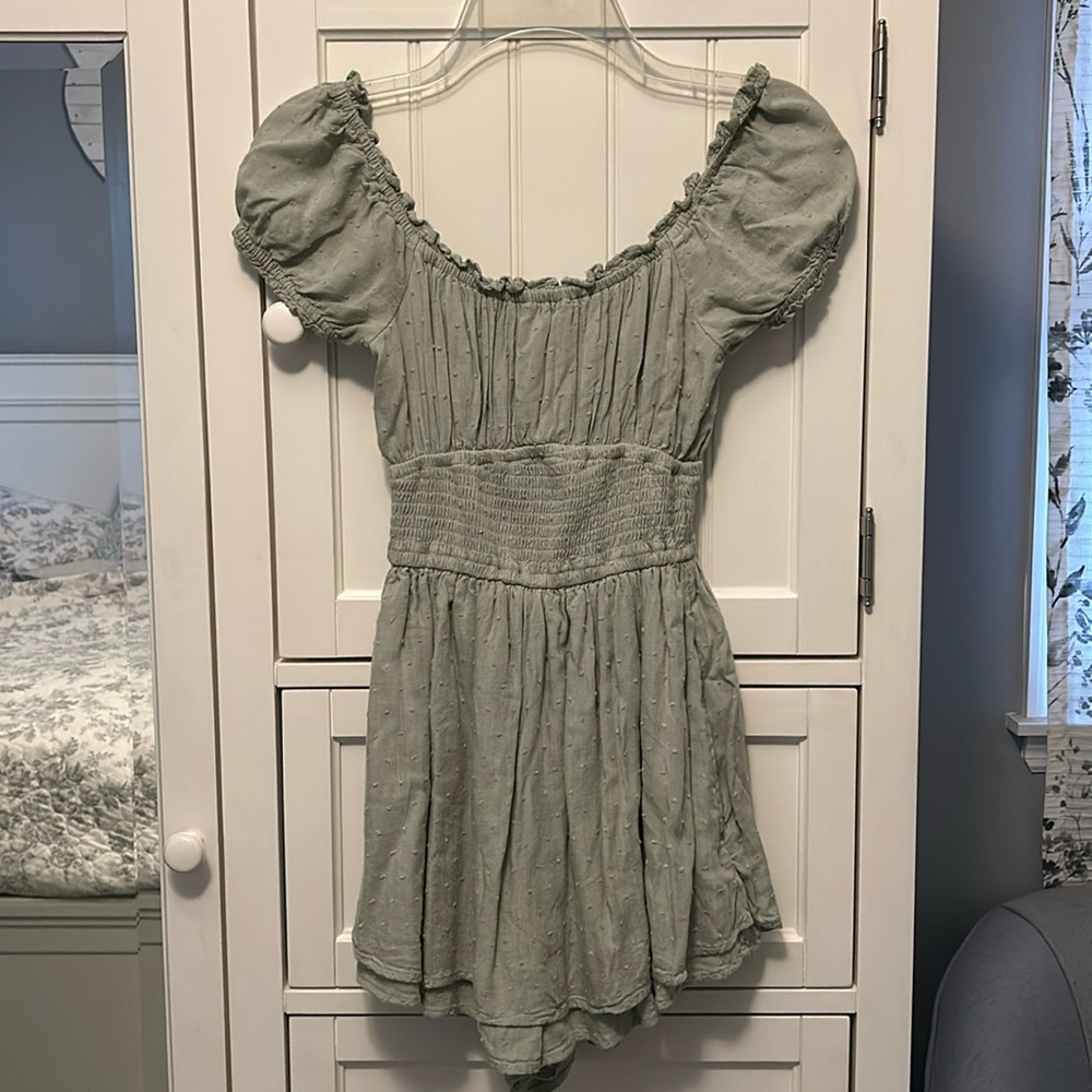 Green Short Sleeve Romper